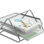 Metal tray organiser 2 levels (silver)